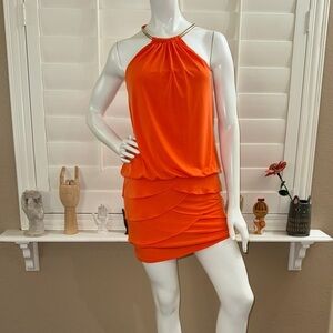 Cache Halter Mini Dress Orange